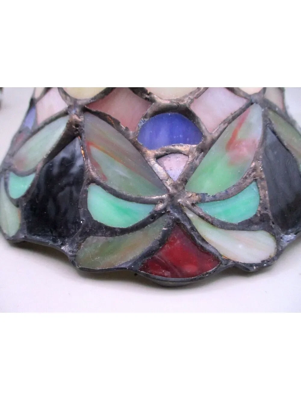 Vintage 1990s Tiffany Style Stained Glass Replacement Lamp Shade Floral 6